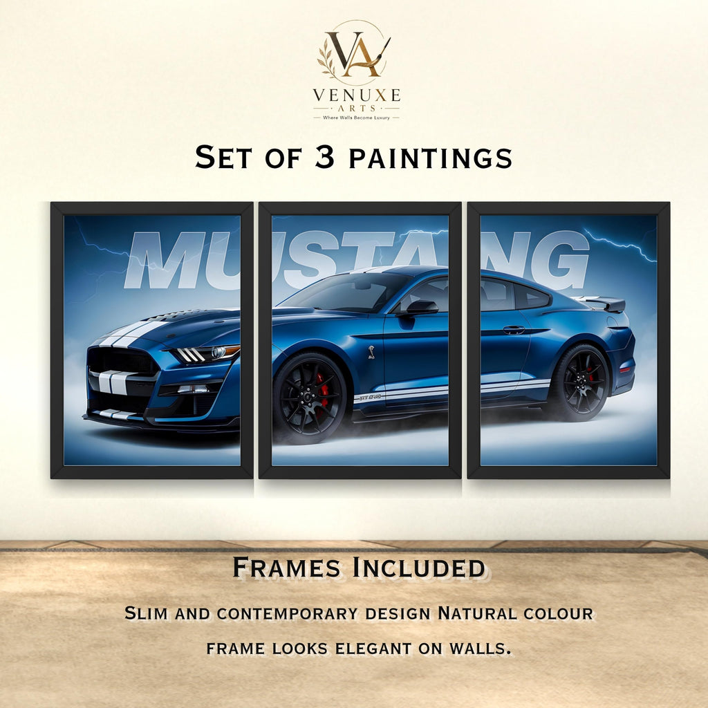 VENUXE ARTS Set Of 3 Big Sports Cars Framed Posters Gift Items for Boys Room Wall Decoration Bedroom, Living Room, Office, Studio Décor | Car Poster Frame for Wall Décor