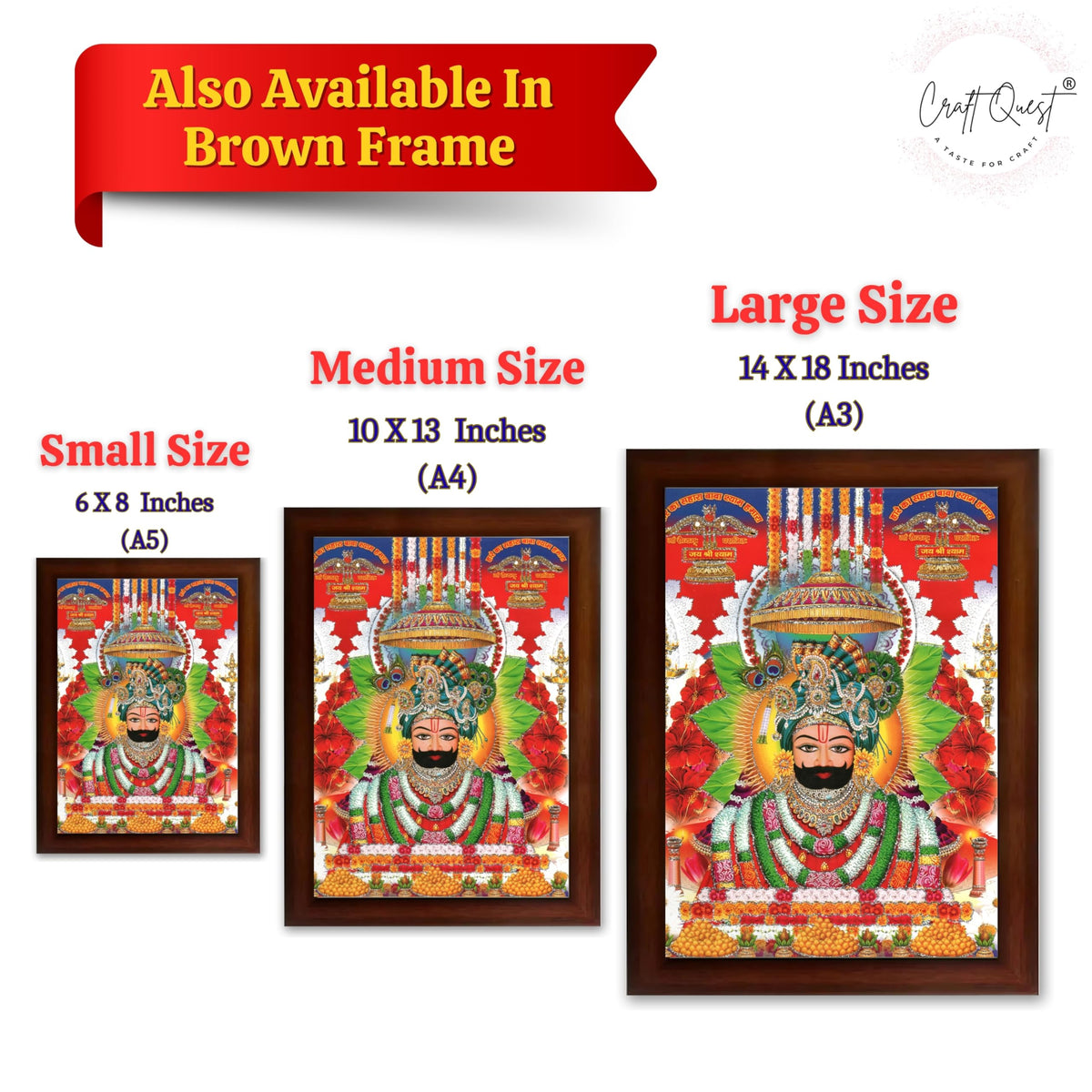 CRAFT QUEST Khatu Shyam Ji | Shyam Baba | Hare Ka Saharaa Khatu Shyam Hamara Photo Frame Wall Painting For Home Decoration And Gift