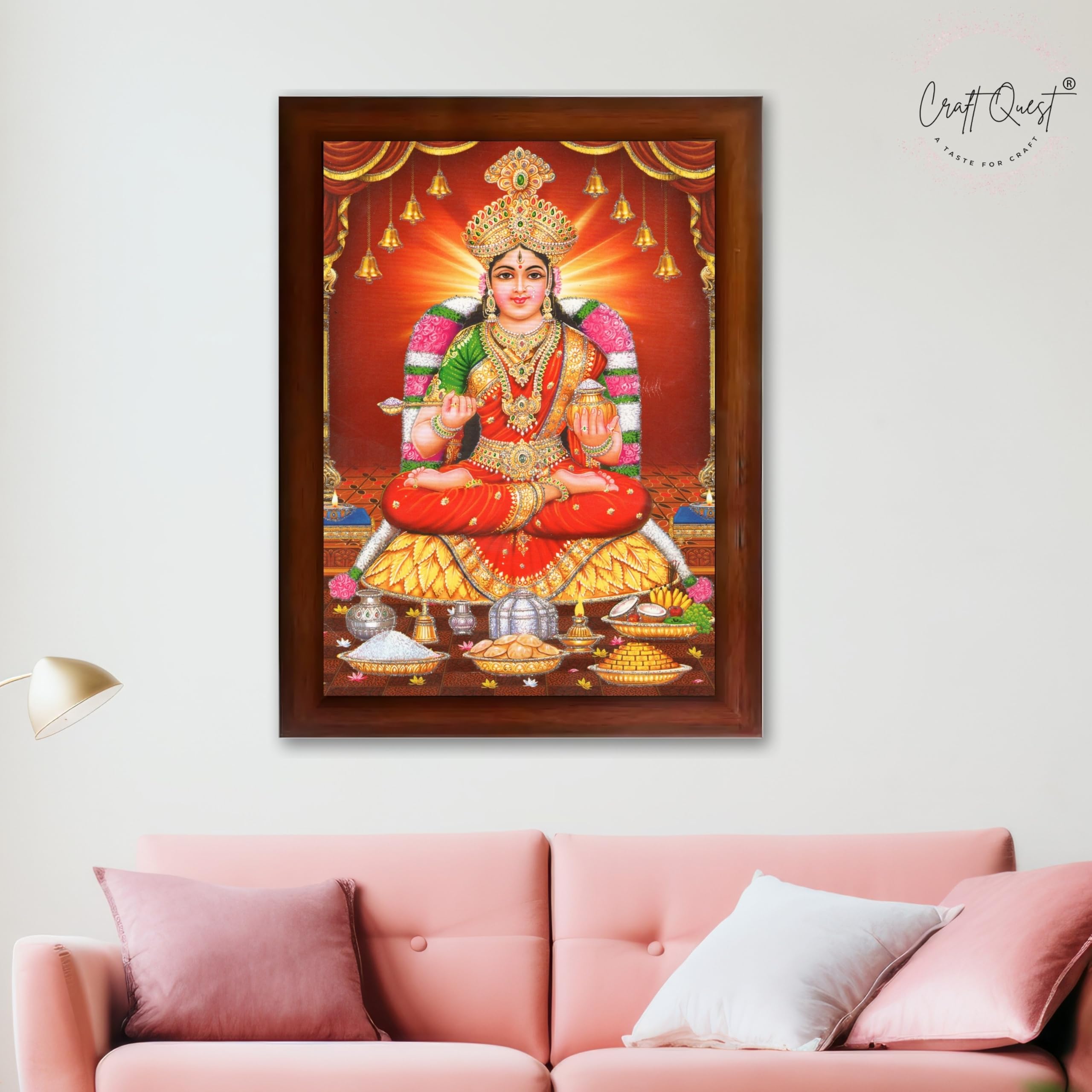 CRAFT QUEST Mata Annapurna Devi Photo for Kitchen Maa Wall Painting Framed Home Décor