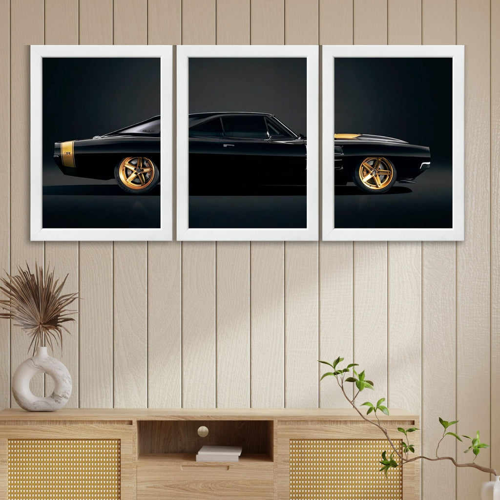 VENUXE ARTS Set Of 3 Big Sports Cars Framed Posters Gift Items for Boys Room Wall Decoration Bedroom Living Room Office Studio Décor | Car Poster Frame for Wall Décor