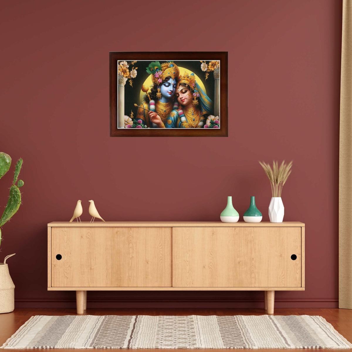 CRAFT QUEST Radha Krishna Art Photo Framed Painting for Home and Bedroom Wall Decoration of Size 14X10 Inches with Frame And Acrylic Glass RK207