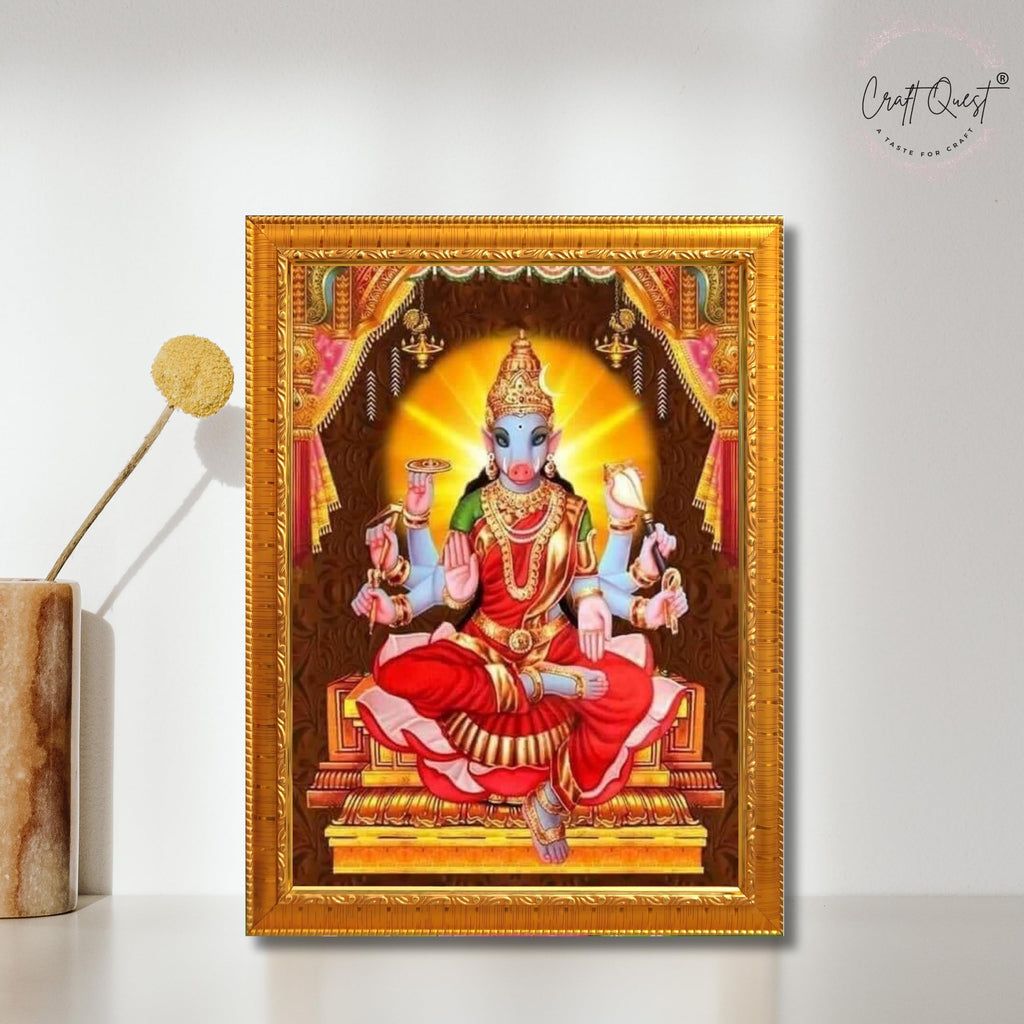 CRAFT QUEST God Varahi Amman Photo Varahi Wall Painting Photo Frame With Acrylic Glass| South Devi God Frame for Home, Office, Temple & Gifting
