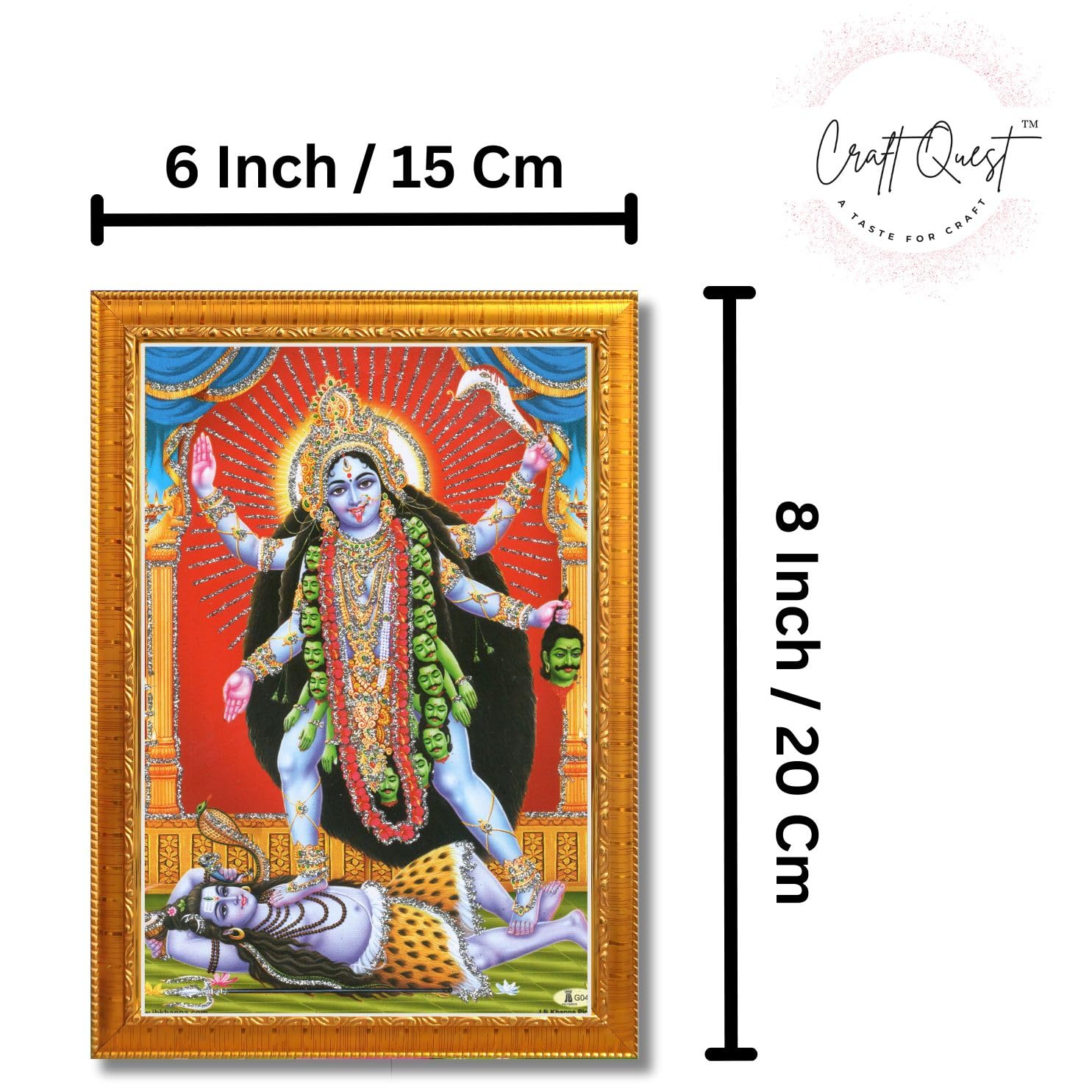 CRAFT QUEST Kali Mata photo with frame, God Religious Framed Painting With Acrylic Glass