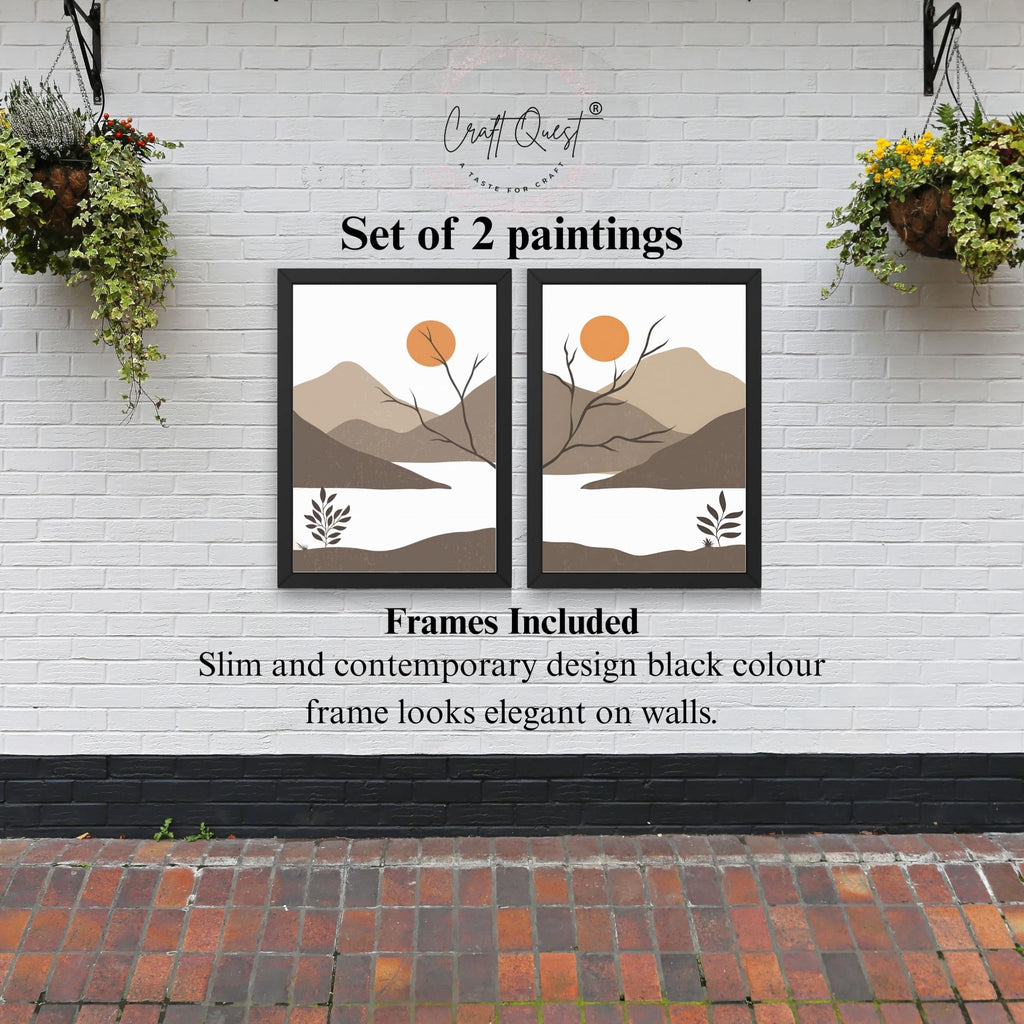 CRAFT QUEST Set of 2 piece Wall Art poster Frame Painting for Wall Decoration With Acrylic Glass, living room, Home, Office