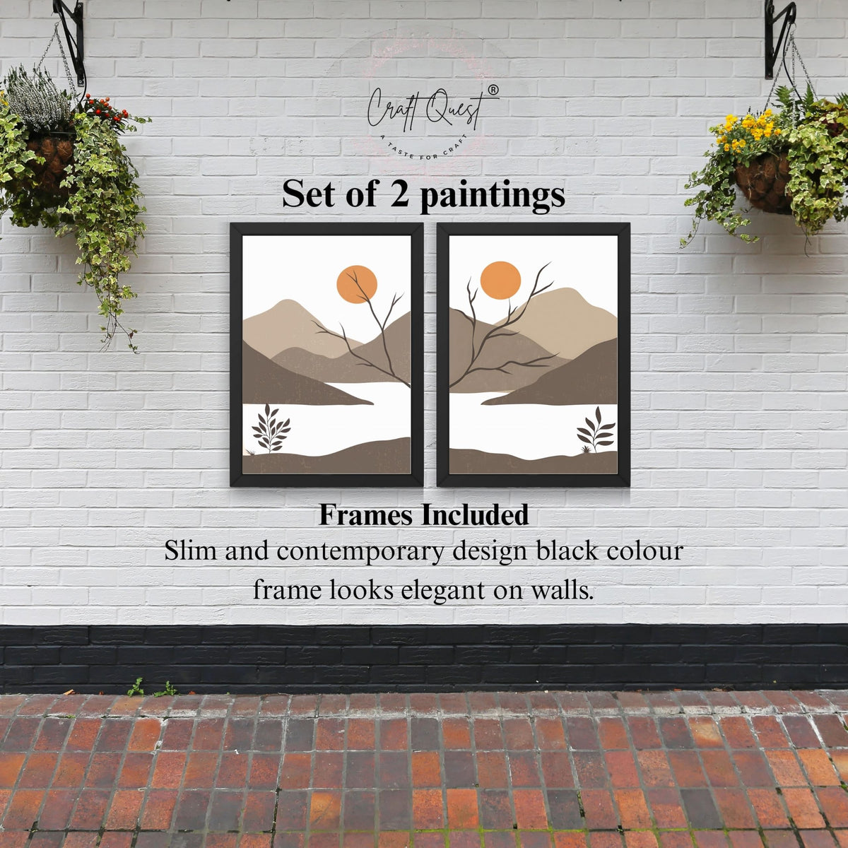 CRAFT QUEST Set of 2 piece Wall Art poster Frame Painting for Wall Decoration With Acrylic Glass, living room, Home, Office