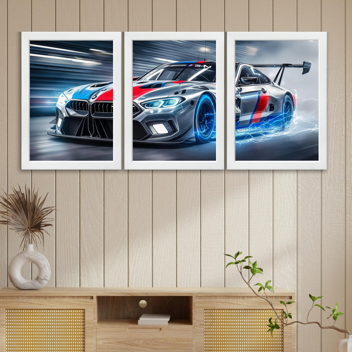 VENUXE ARTS Set Of 3 Big Sports Cars Framed Posters Gift Items for Boys Room Wall Decoration Bedroom Living Room Office Studio Décor | Car Poster Frame for Wall Décor