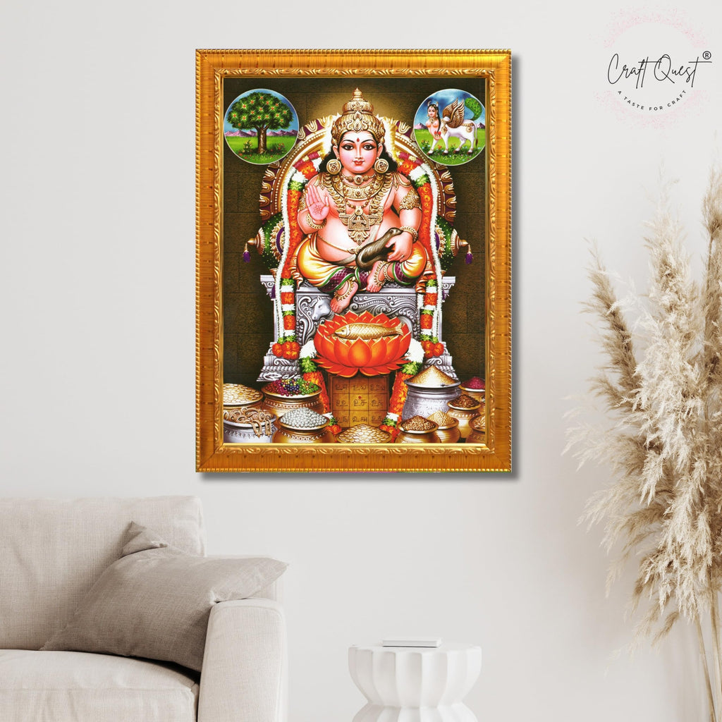 CRAFT QUEST Lord Kubera Swamy Bhagwan Kuber Kubera Wall Painting Framed, Religious Photo Frame, Home Decoration Gift Item