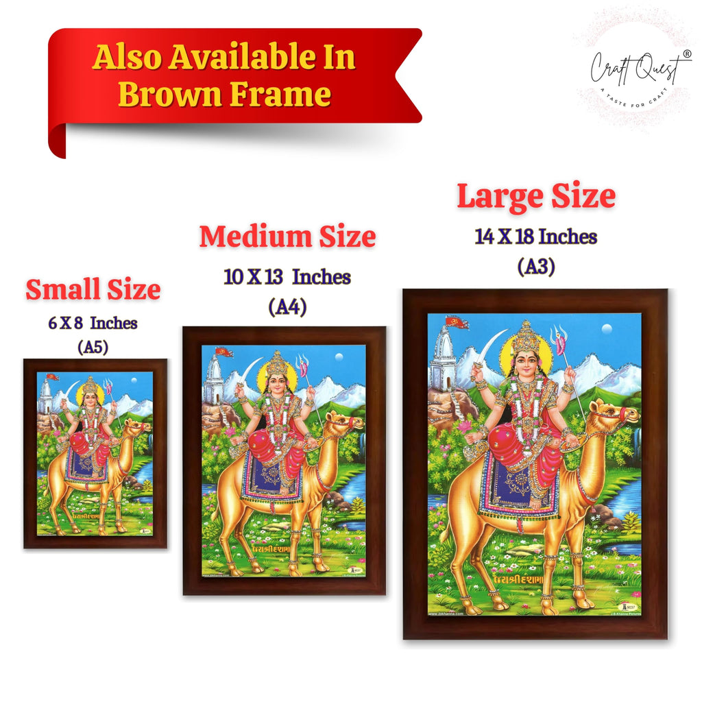 CRAFT QUEST Dasha Devi Mata Maa Shri Momai Dashamaa Wall Painting For Home Decor wooden framed