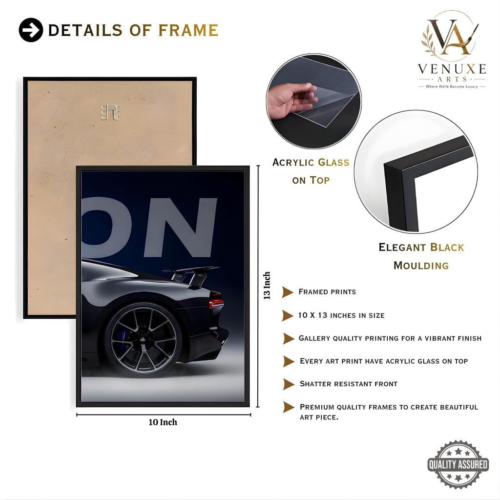 VENUXE ARTS Set Of 3 Big Sports Cars Framed Posters Gift Items for Boys Room Wall Decoration Bedroom, Living Room, Office, Studio Décor | Car Poster Frame for Wall Décor