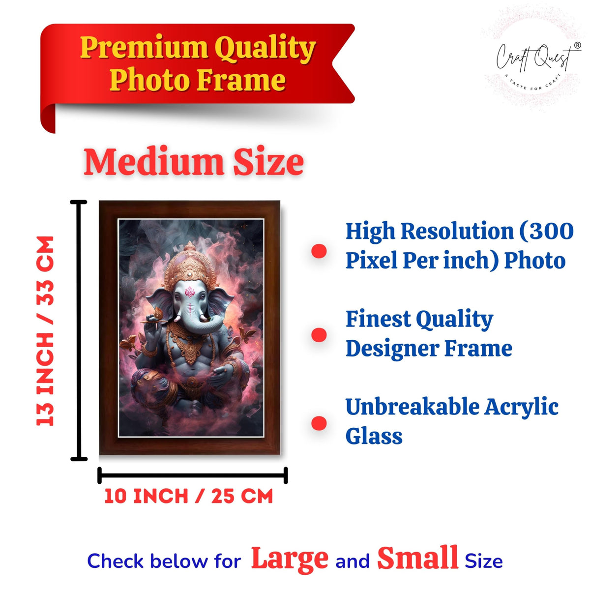 CRAFT QUEST God Ganesh Ganpati ji Hanging Wall Painting Framed For Home Décor