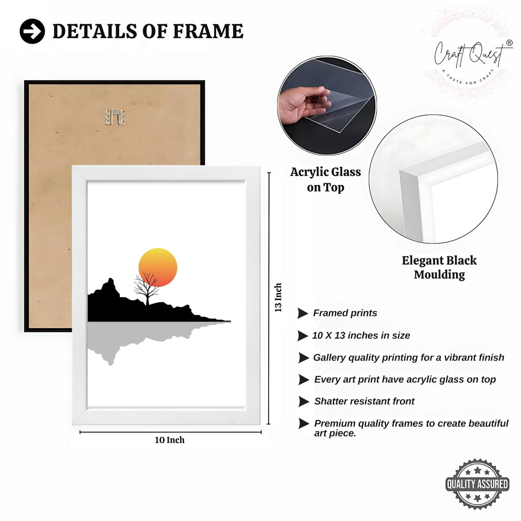 CRAFT QUEST Nature Inspired Abstract Of Sunset Wall Art | Set of 3 Frames for Home Decoration | Ideal for Living Room, Bedroom & Offices