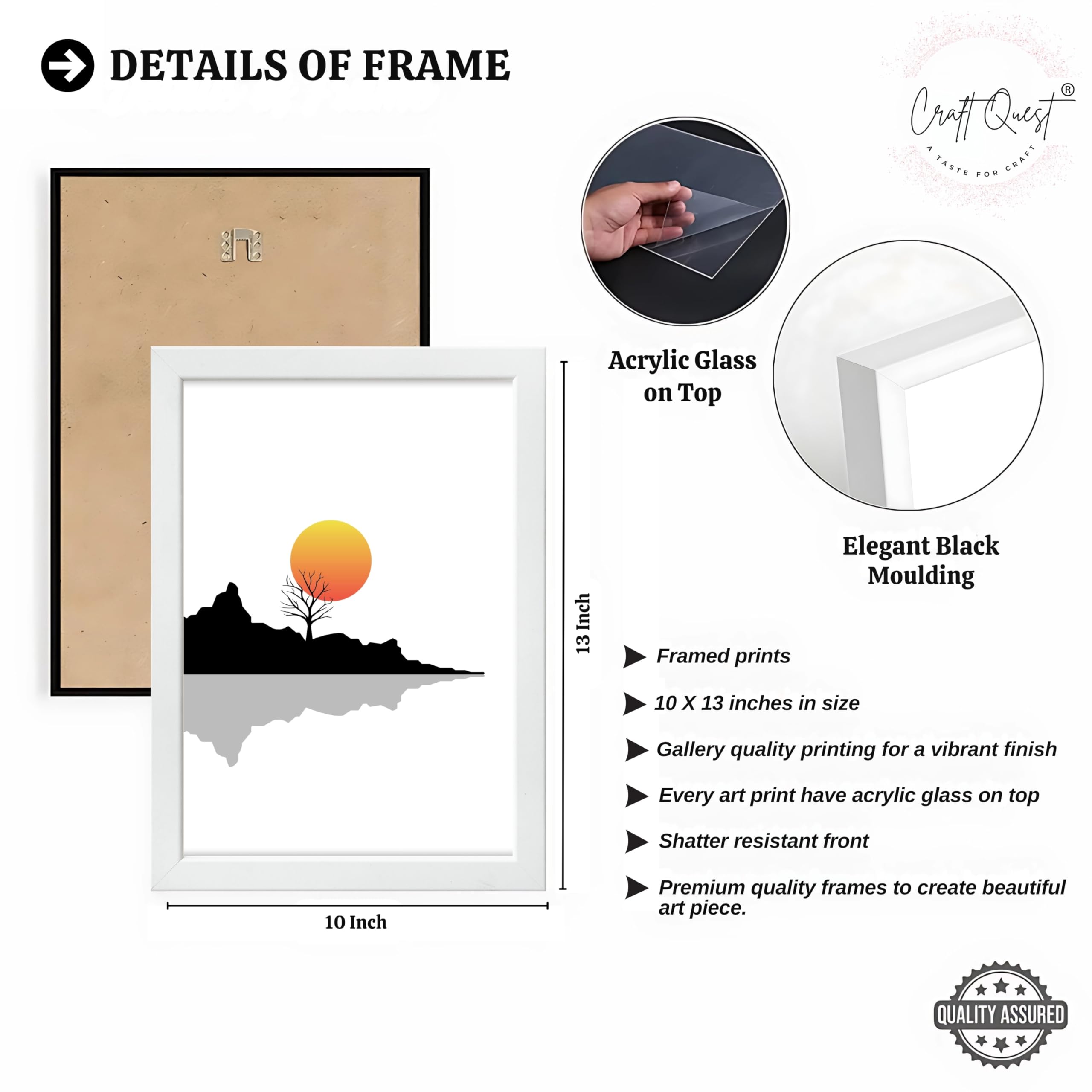CRAFT QUEST Nature Inspired Abstract Of Sunset Wall Art | Set of 3 Frames for Home Decoration | Ideal for Living Room, Bedroom & Offices