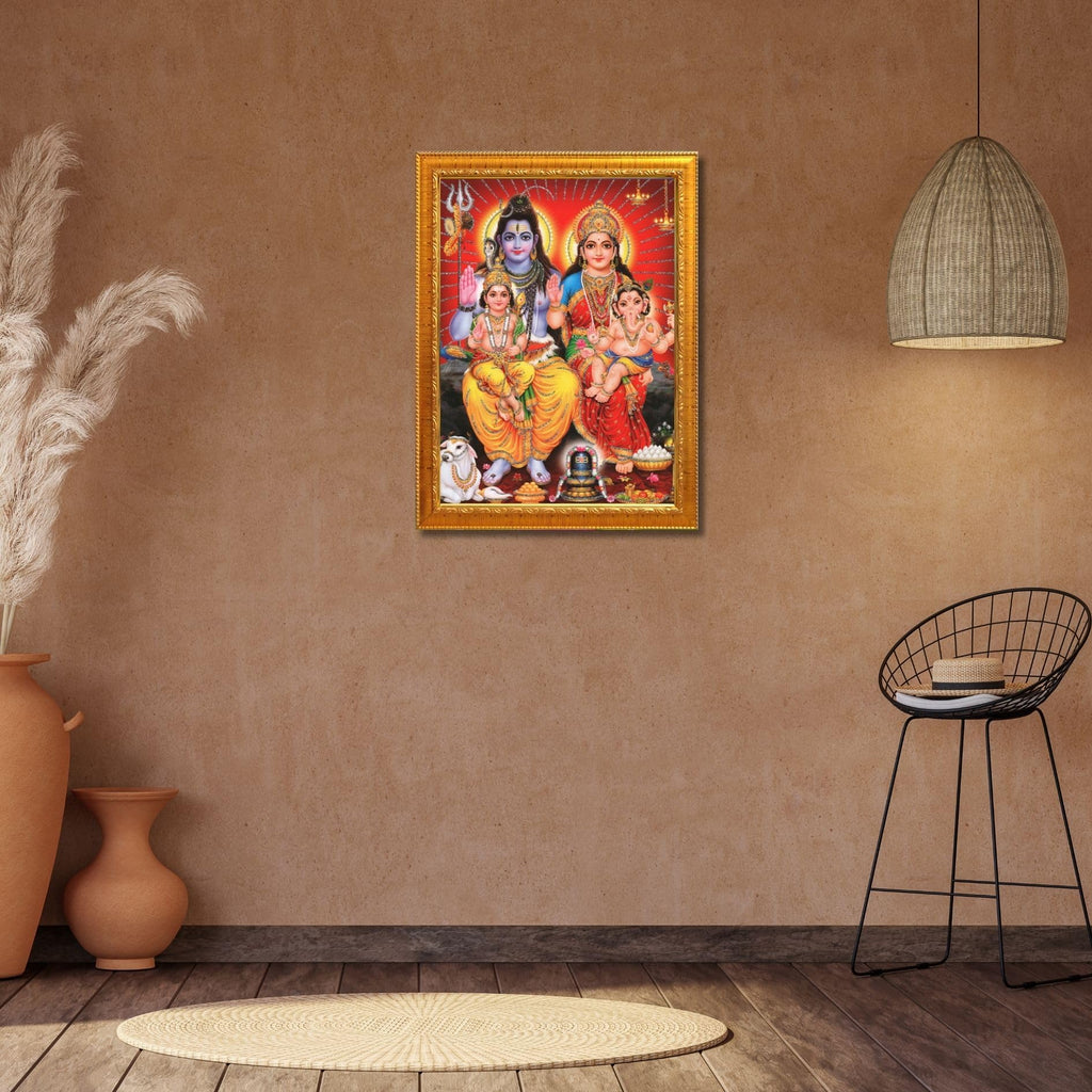 CRAFT QUEST Shiv Parivar Religious Wood Photo Frame with Acrylic glass
