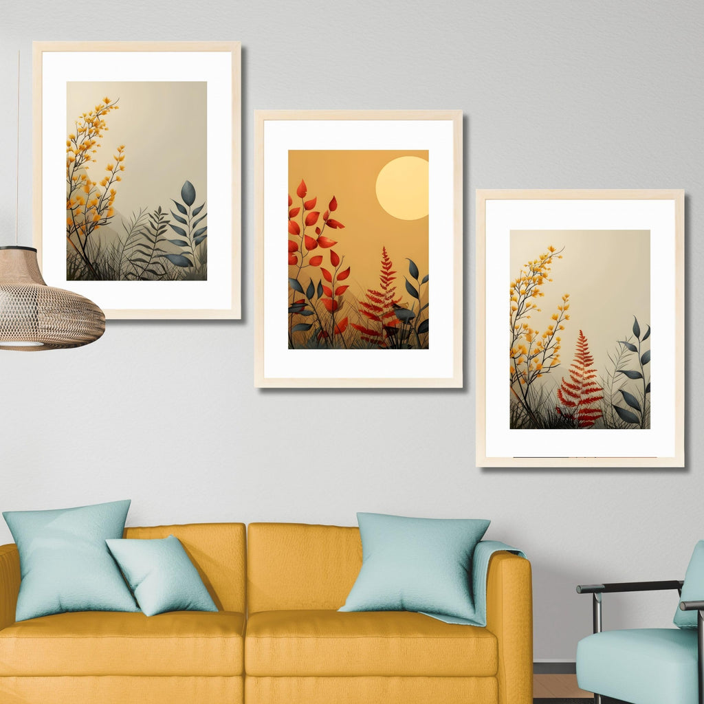 CRAFT QUEST Wall Art Decor Paintings | Set of 3 FLORAL Wall Art Frames for Home Decoration | Ideal for Living Room, Bedroom & Offices