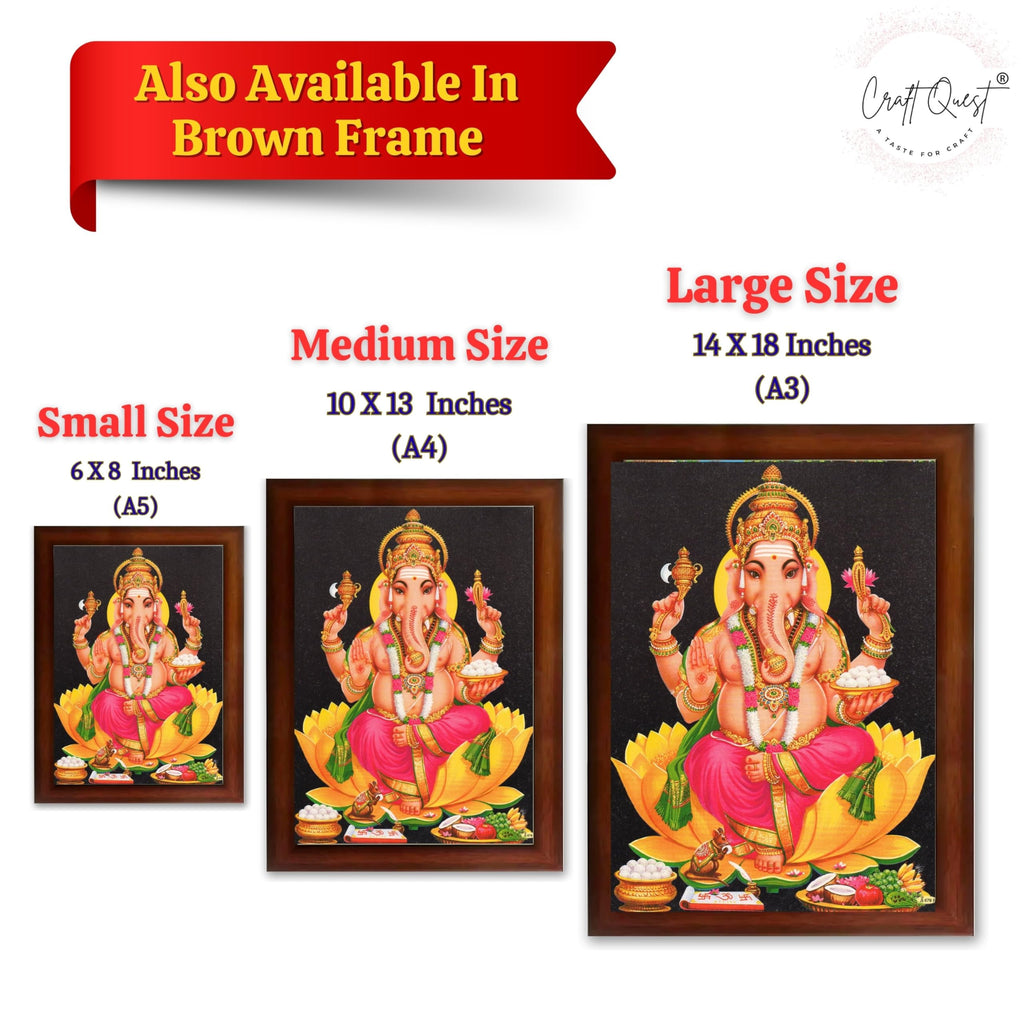 CRAFT QUEST Lord Ganesha Ganpati ji Modern Wall Painting With Frame For Home and Office Decor,
