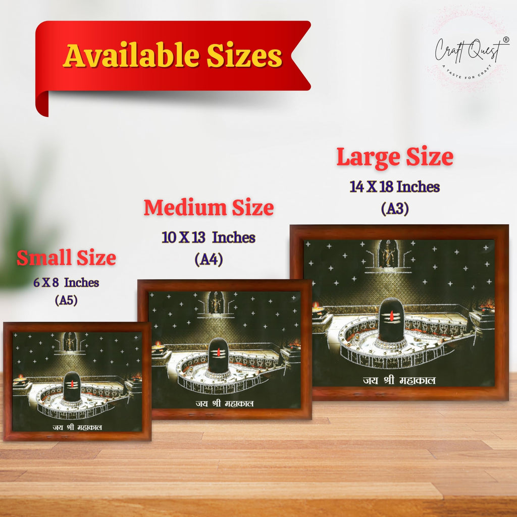 CRAFT QUEST Mahakal Jyotirling Photo With Frame Ujjain Mahakaleshwar Bholenath Photo Frame, Religious Photo Frame