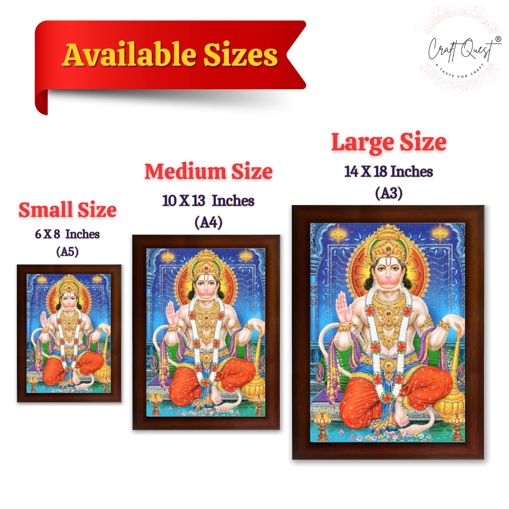CRAFT QUEST Hanuman JI | Bajrangbali Religious Photo frame Decorative Item Synthetic frame
