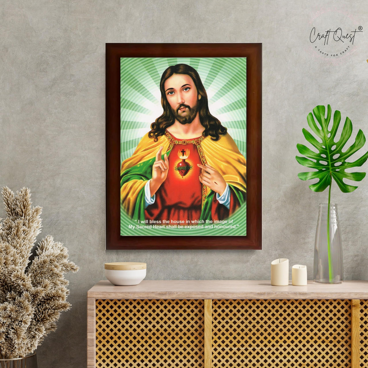 CRAFT QUEST Lord Jesus Christ Painting Aesthetic Hanging Photo Frame Decor for Living Room and Bedroom