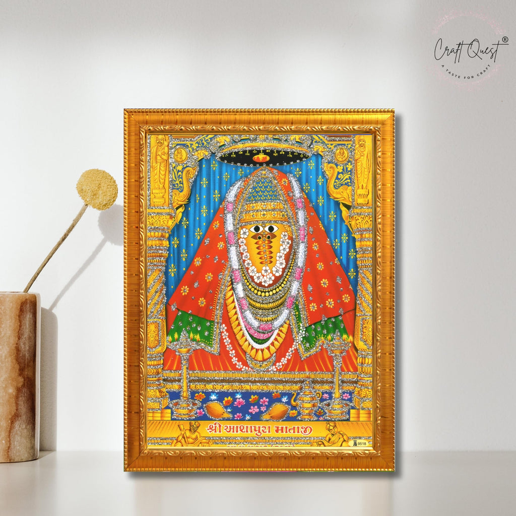 CRAFT QUEST Ashapura Maa Mata Ji Shri Nadol Mataji Wall Painting For Home Decor wooden framed