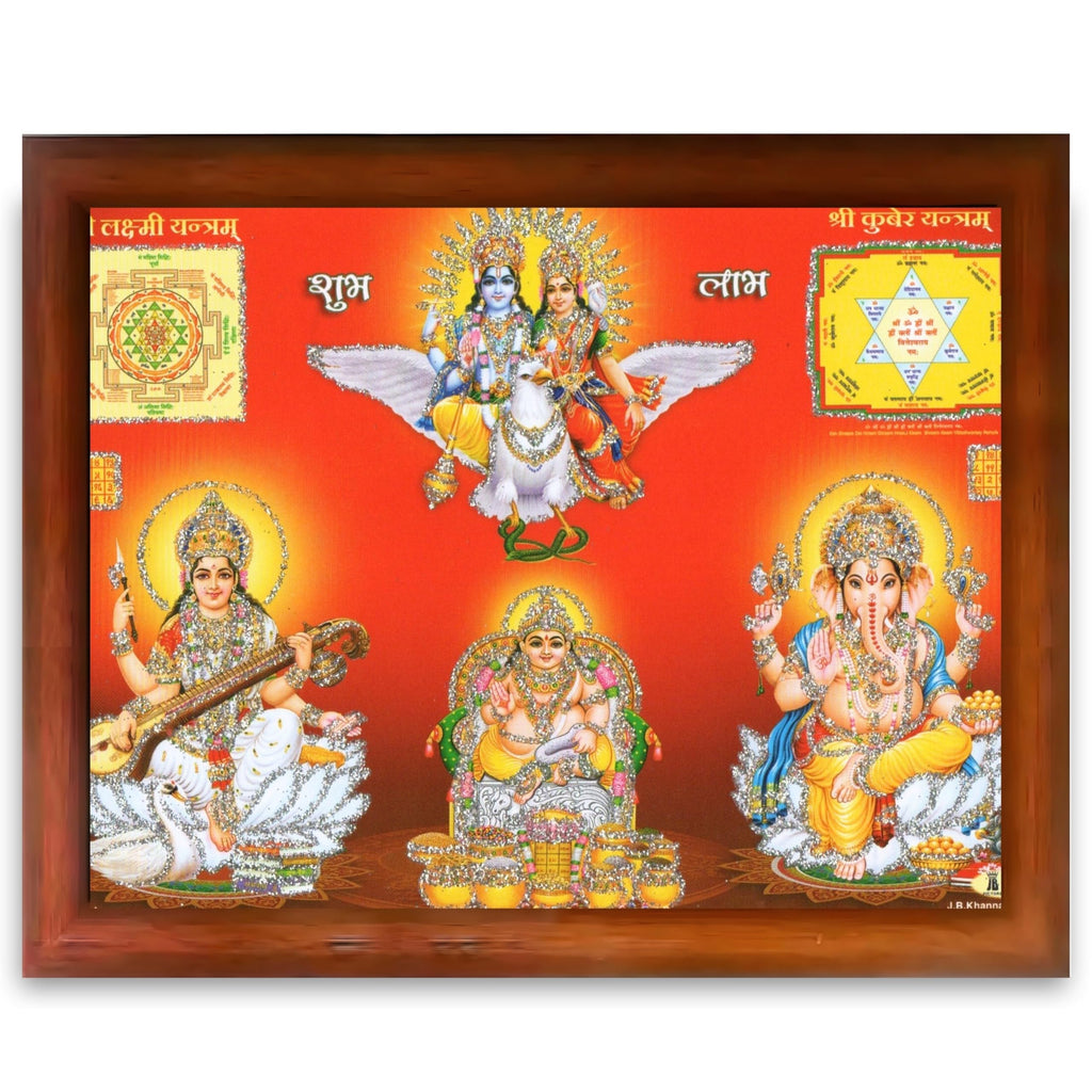 Lakshmi Devi Laxmi Sri Shri Shree Yantra Wall Painting Framed Home Décor, Ideal Spiritual Gift