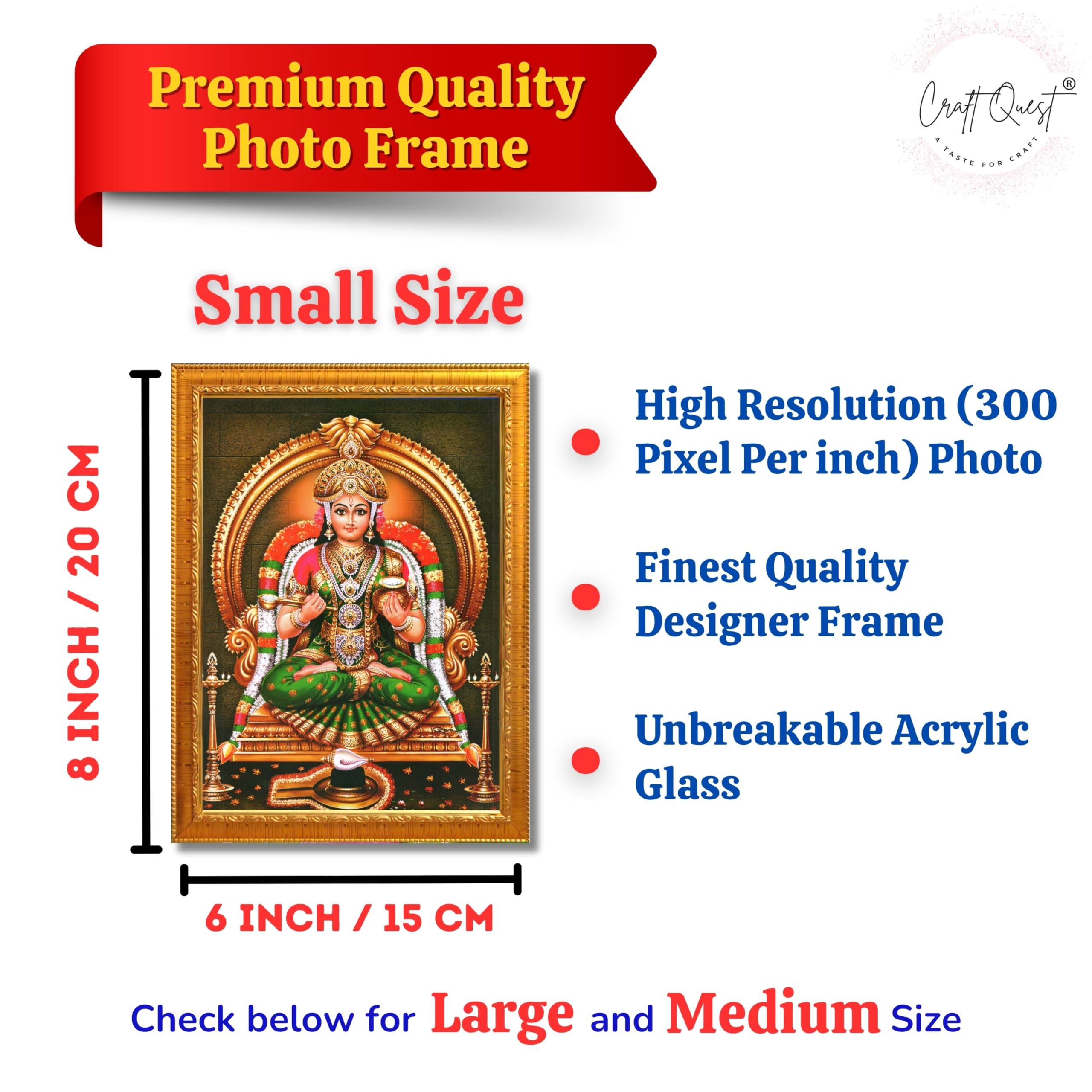 CRAFT QUEST Shiva & Maa Annapurna devi sitting on throne photo frame with Acrylic Glass for Kitchen, Food & Prosperity Blessing Hindu