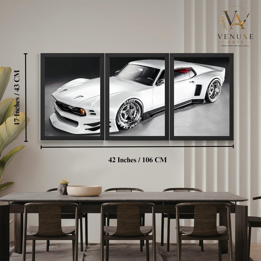 VENUXE ARTS Set Of 3 Big Sports Cars Framed Posters Gift Items for Boys Room Wall Decoration Bedroom Living Room Office Studio Décor | Car Poster Frame for Wall Décor