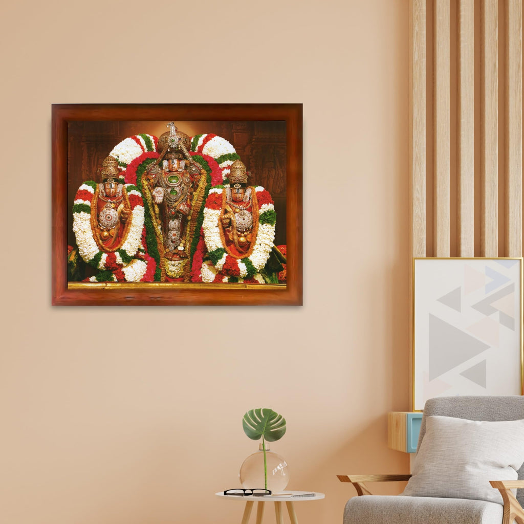 CRAFT QUEST Tirupati Balaji with Padmavati Photo Frame; sri; Venkateshwara; Wall Photo Frame | South God Frame for Home, Office, Temple & Gifting
