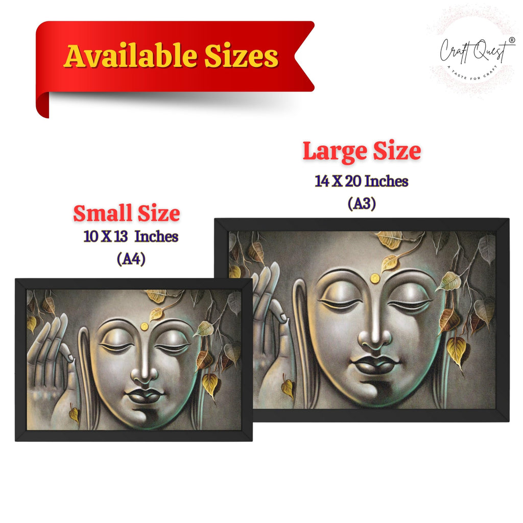CRAFT QUEST Abstract Wall Art of Meditating Buddha Religious Painting With Frame for Home and Office Décor