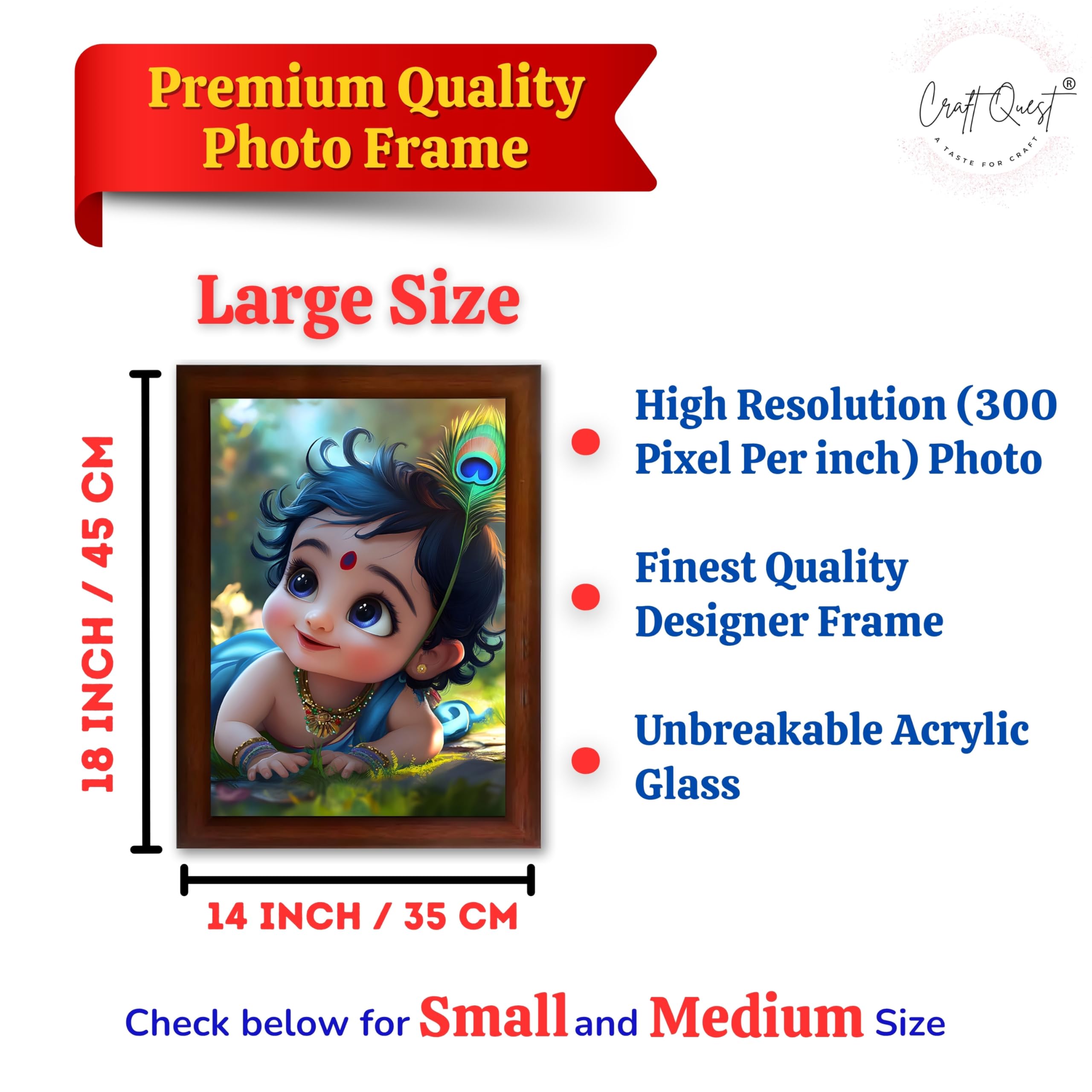 CRAFT QUEST Bal Gopal Painting Kanha Ji Poster | Laddu Lord Makhan Chor | Walls Home Bedroom Living Room Decoration Gift.