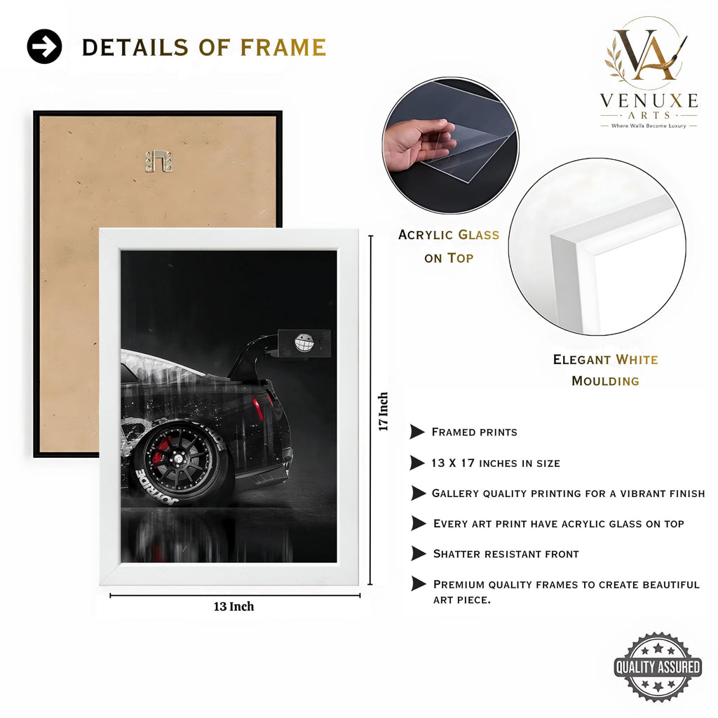 VENUXE ARTS Set Of 3 Big Sports Cars Framed Posters Gift Items for Boys Room Wall Decoration Bedroom Living Room Office Studio Décor | Car Poster Frame for Wall Décor
