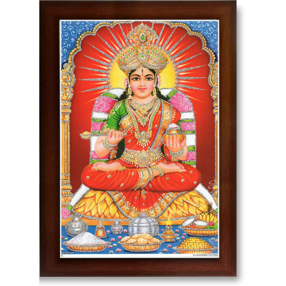 CRAFT QUEST Maa Annapurna devi sitting on throne photo frame with Acrylic glass for Kitchen Worship