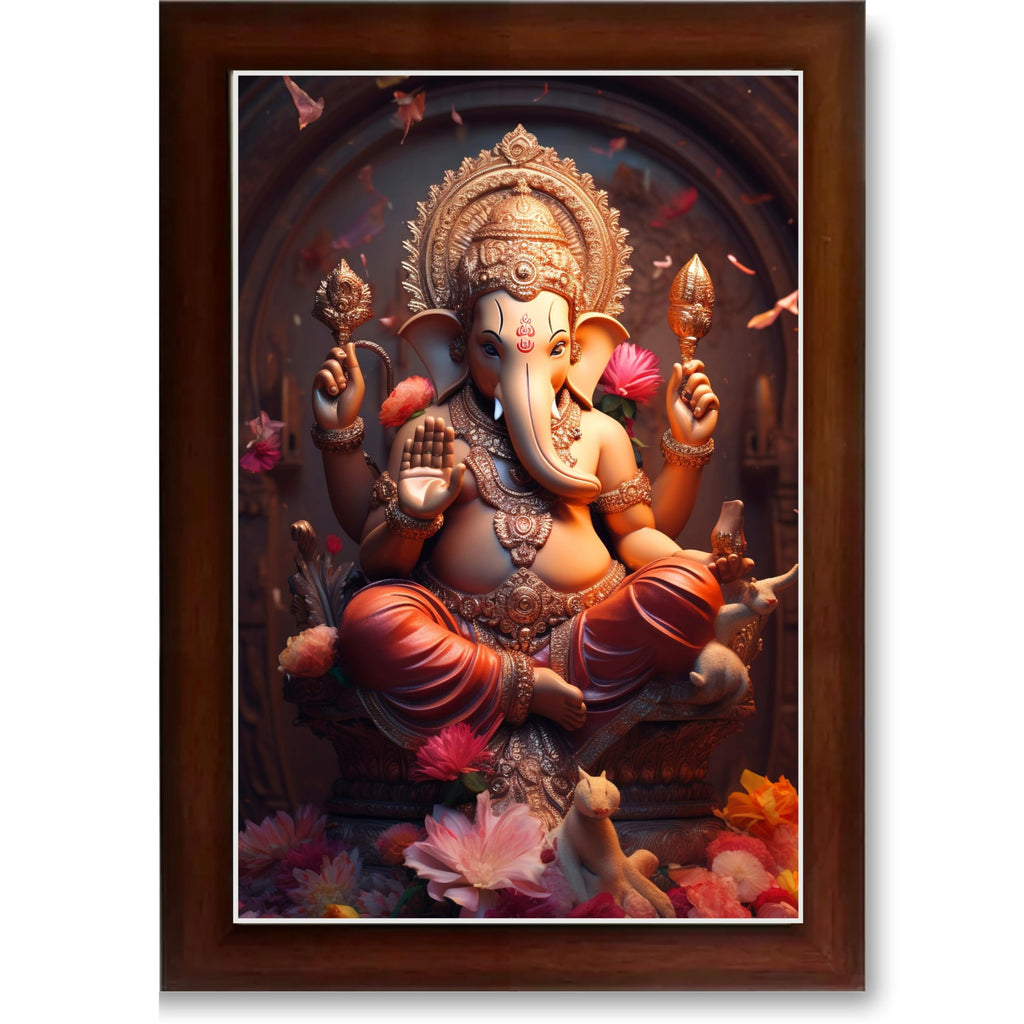 CRAFT QUEST Lord Ganesha Ganesh Ganpati Ganapathi Hanging Wall Painting Framed For Home Décor