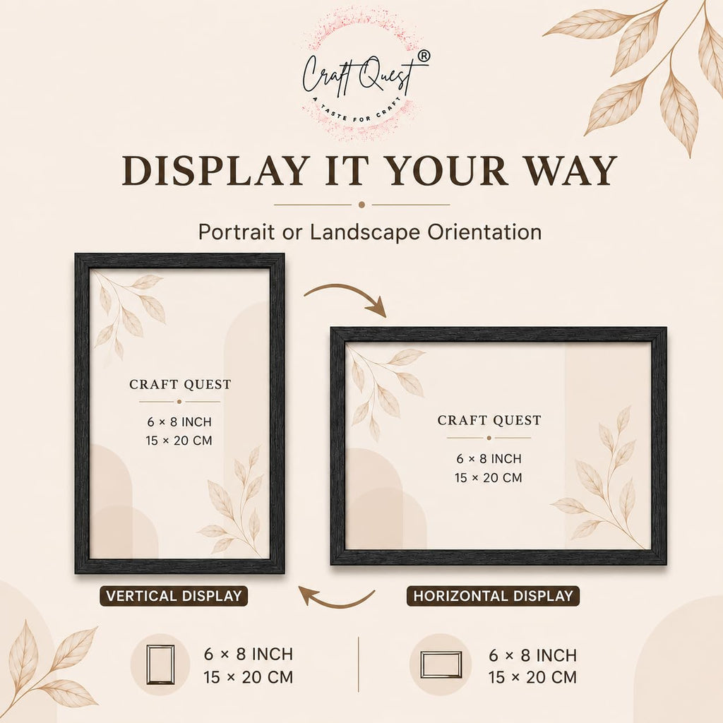 CRAFT QUEST 4X6 Inch Size synthetic Wall Mount Photo frames Single For Home Decoration, Living Room, Office Decoration (Natural, Set of 1)