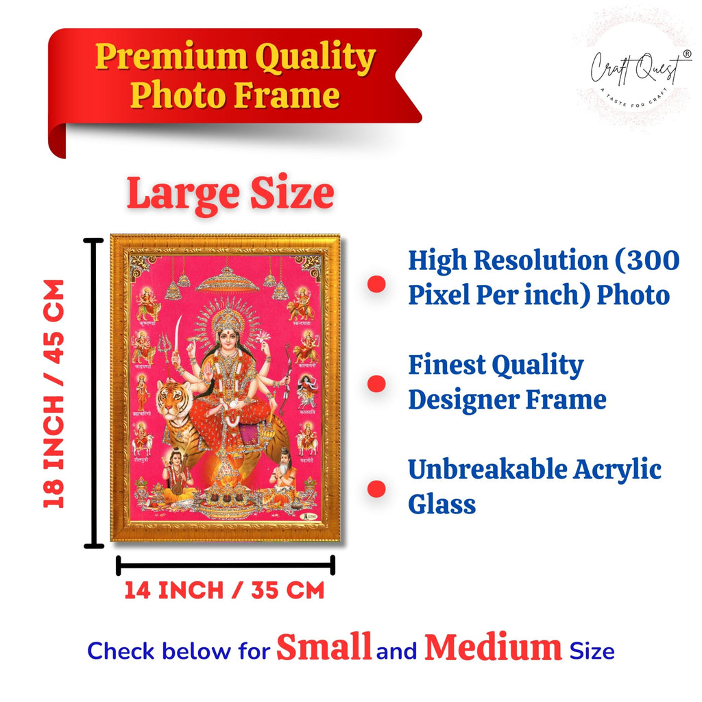 CRAFT QUEST Durga Maa Mata Goddess Nav Navadurga Navdurga Wall Painting Framed Home Décor