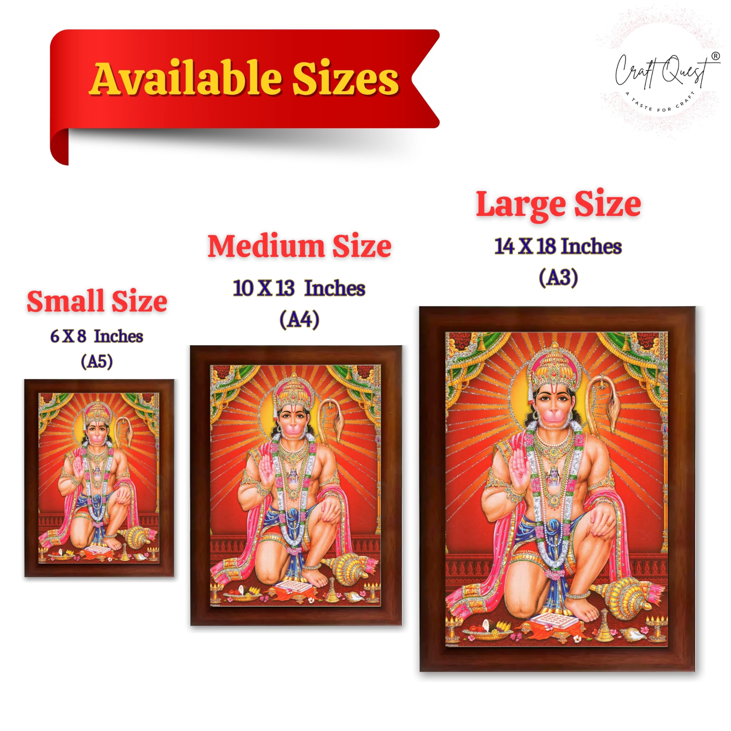 CRAFT QUEST Hanuman JI | Bajrangbali Religious Photo frame Home Decorative Item Synthetic frame