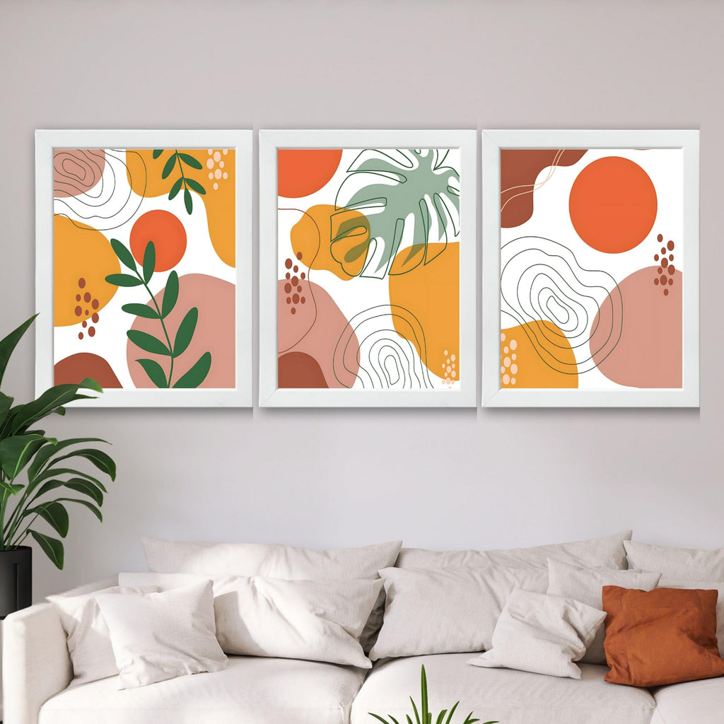 CRAFT QUEST Wall Art Decor Paintings | Set of 3 BOHO Wall Art Frames for Home Decoration | Ideal for Living Room, Bedroom & Office