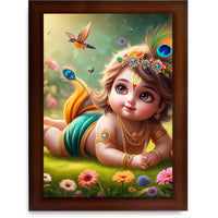CRAFT QUEST Bal Gopal Krishna Photo For Pregnant Women Poster For Decoration Wall, Bedroom, Living Room,