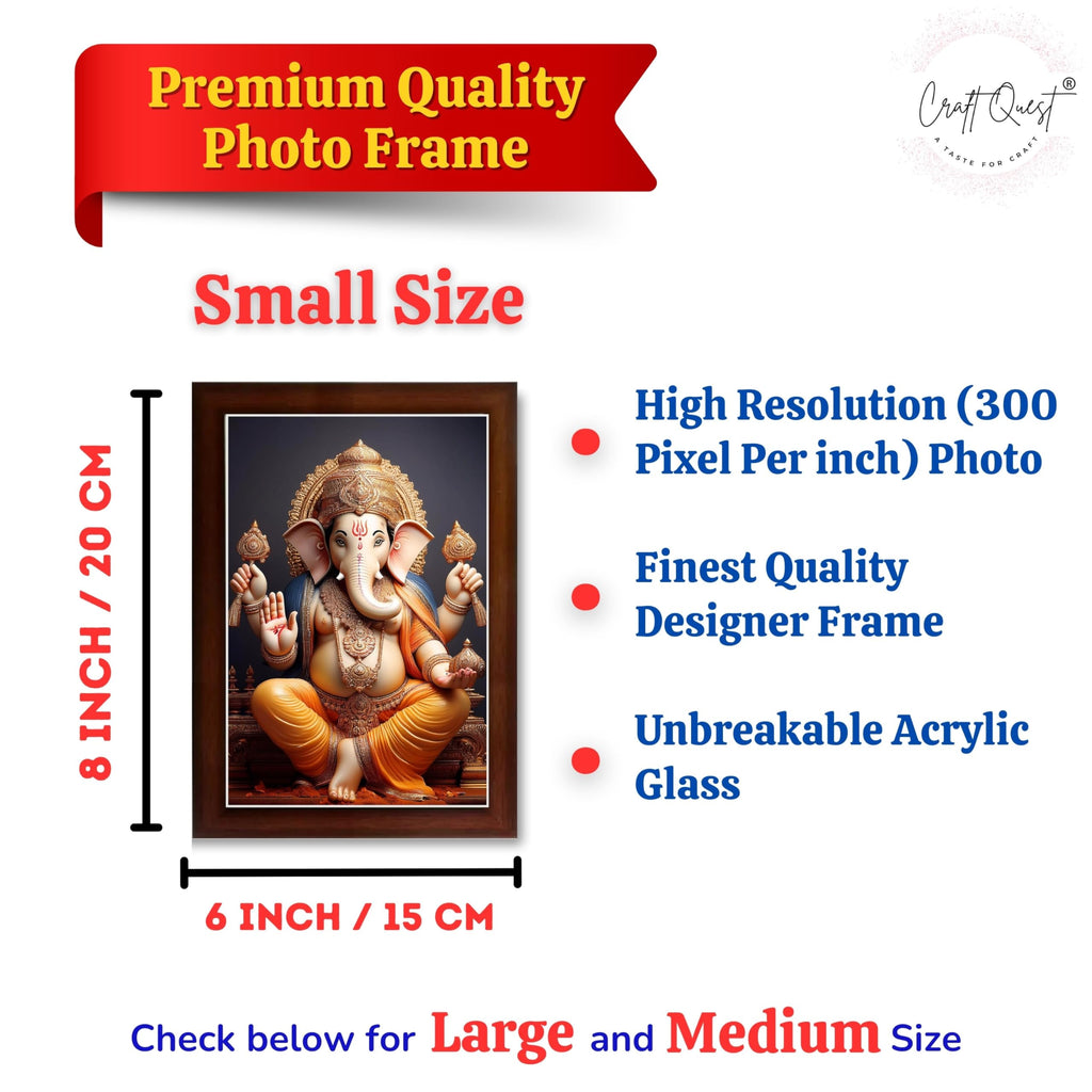 CRAFT QUEST Lord Ganesha Ganpati Ganapathi Hanging Wall Painting Framed For Home Décor