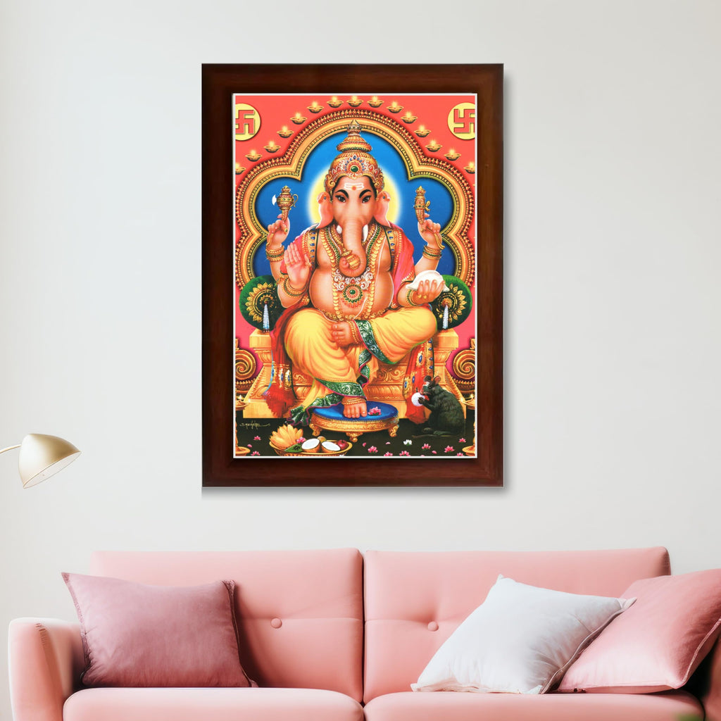 CRAFT QUEST Lord Ganpati Modern Wall Art Painting With Frame, Home and Office Decor