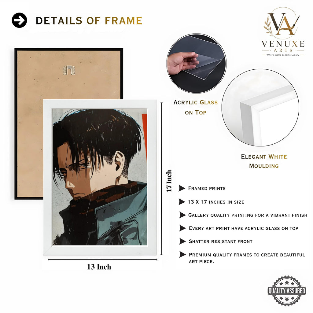 VENUXE ARTS Set Of 3 Anime Characters Wall Framed |Anime Characters Framed Poster for Living Room Bedroom Gaming Room Studio Wall Decor