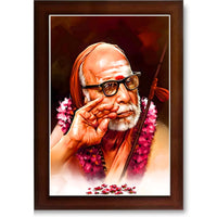 CRAFT QUEST Kanchi Maha Periyava Periyavar Periyar Kanji Wall Painting Framed Home Décor