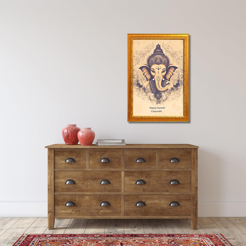 CRAFT QUEST Lord Ganpati Ganesh God Frame for Pooja Room & Wall Decor GA-253