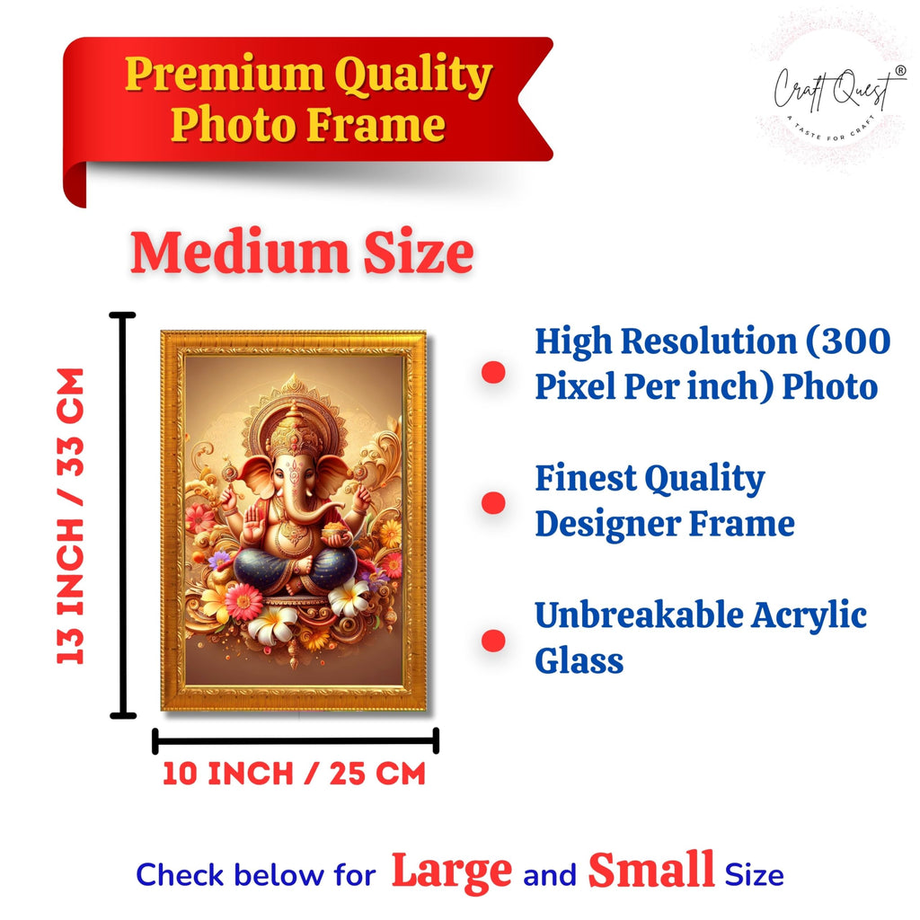 CRAFT QUEST Ganesh Ganesha Art Framed Painting Ready to Hang and Wall Home Decor