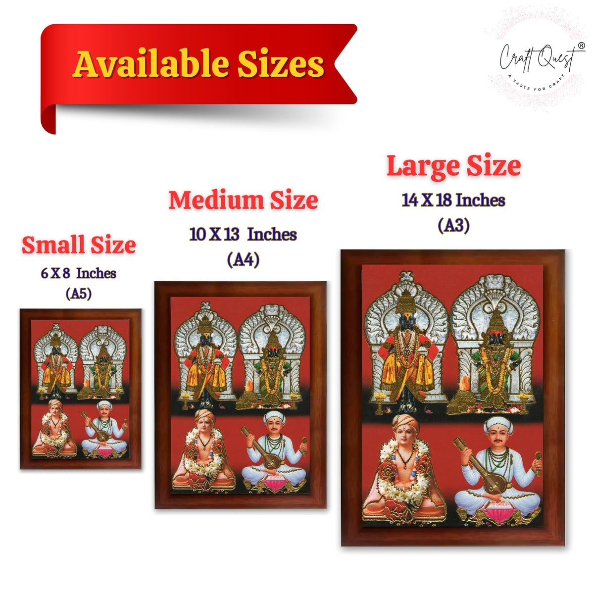 CRAFT QUEST Lord Shri Vitthal Rukmini Photo Frame with Acrylic Sheet Wall Hanging/Gift/Temple/puja Room/Home Decor Frame Item