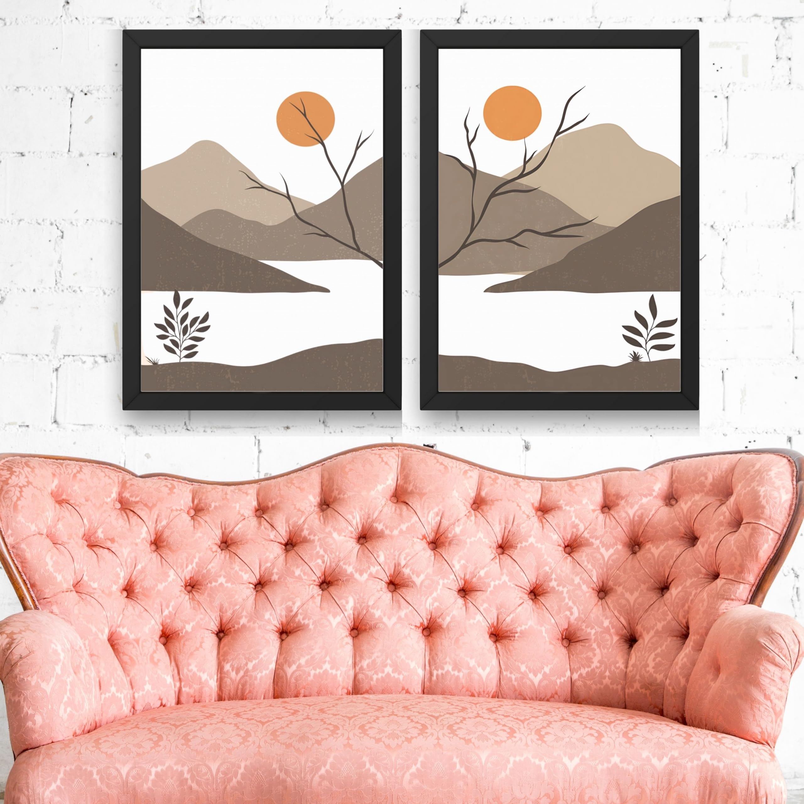 CRAFT QUEST Set of 2 piece Wall Art poster Frame Painting for Wall Decoration With Acrylic Glass, living room, Home, Office
