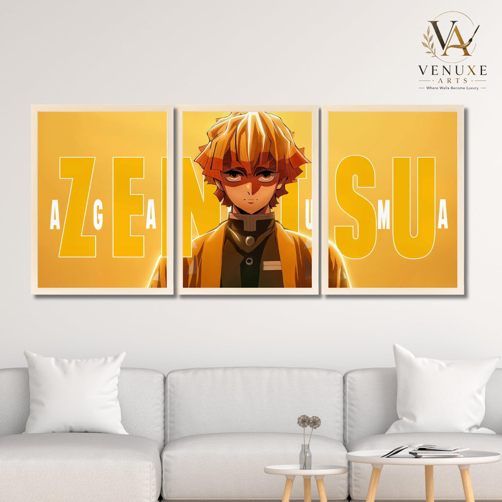 VENUXE ARTS Set Of 3 Anime Characters Wall Framed |Anime Characters Framed Poster for Living Room Bedroom Gaming Room Studio Wall Decor