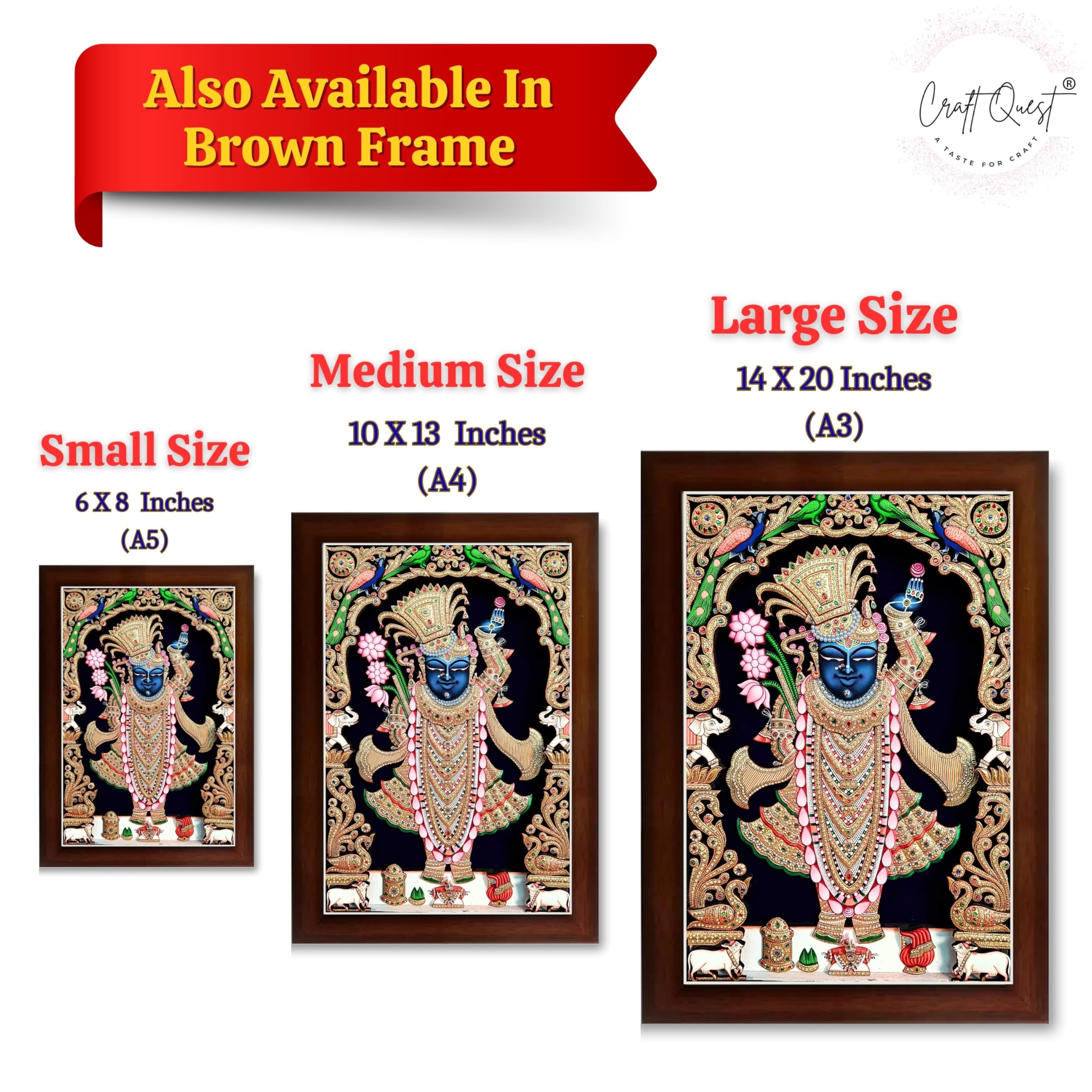 CRAFT QUEST Shrinathji Photo with Frame | Shreenathji Photo with Frame Religious Framed Painting