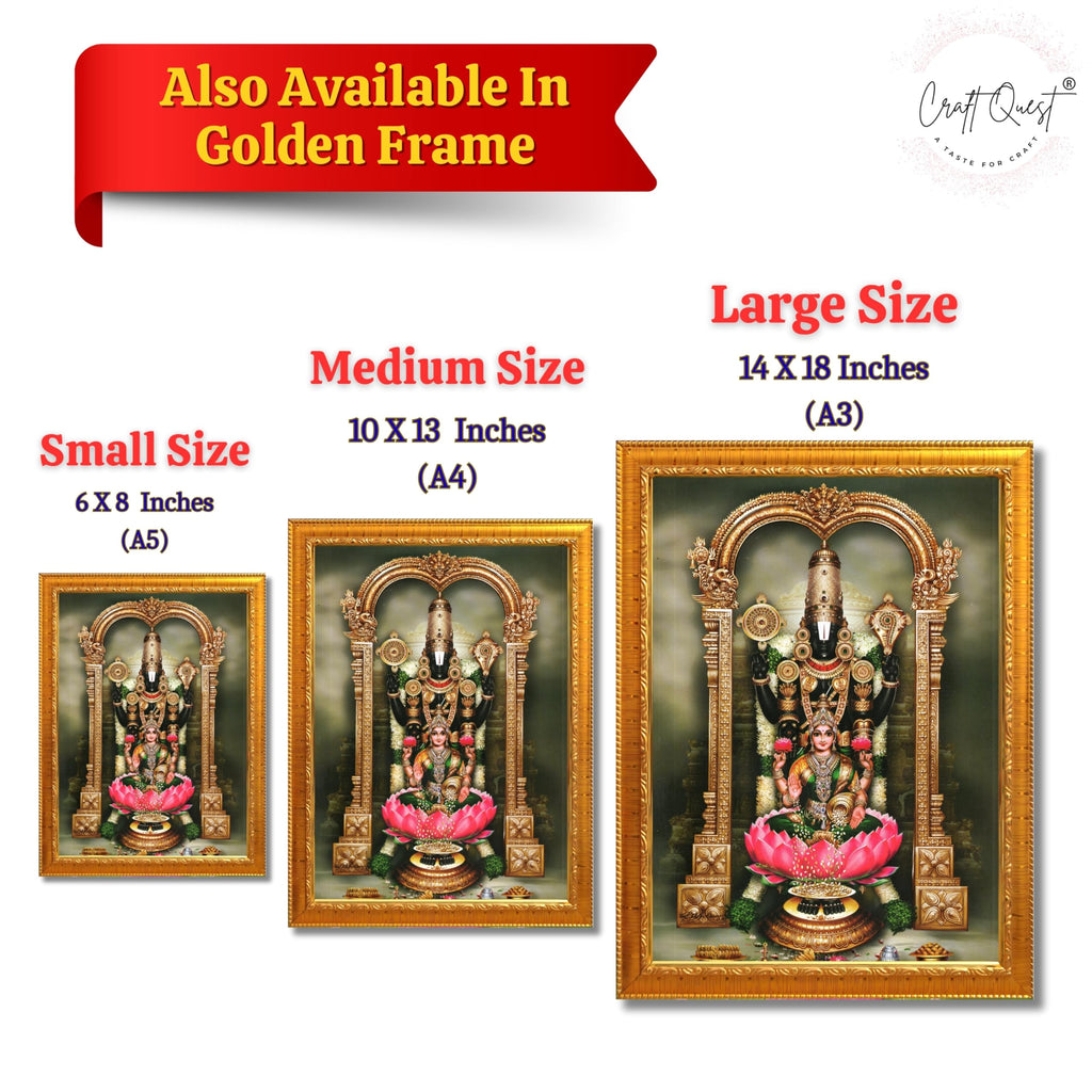 CRAFT QUEST Balaji Venkateshwara Tirupati Balaji Lakshmi venkateshwer Swamy Wall Photo Frame For Home, Temple, Pooja, Wall Décor Item