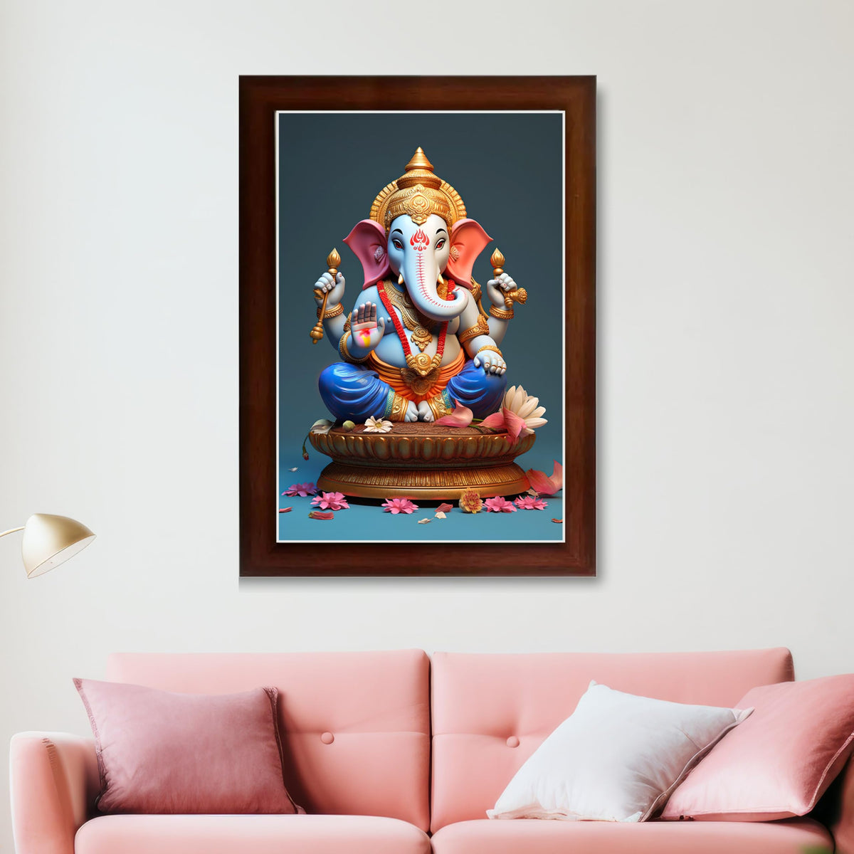 CRAFT QUEST Lord Ganesha Abstract Modern Wall Painting With Frame For Home and Office Décor
