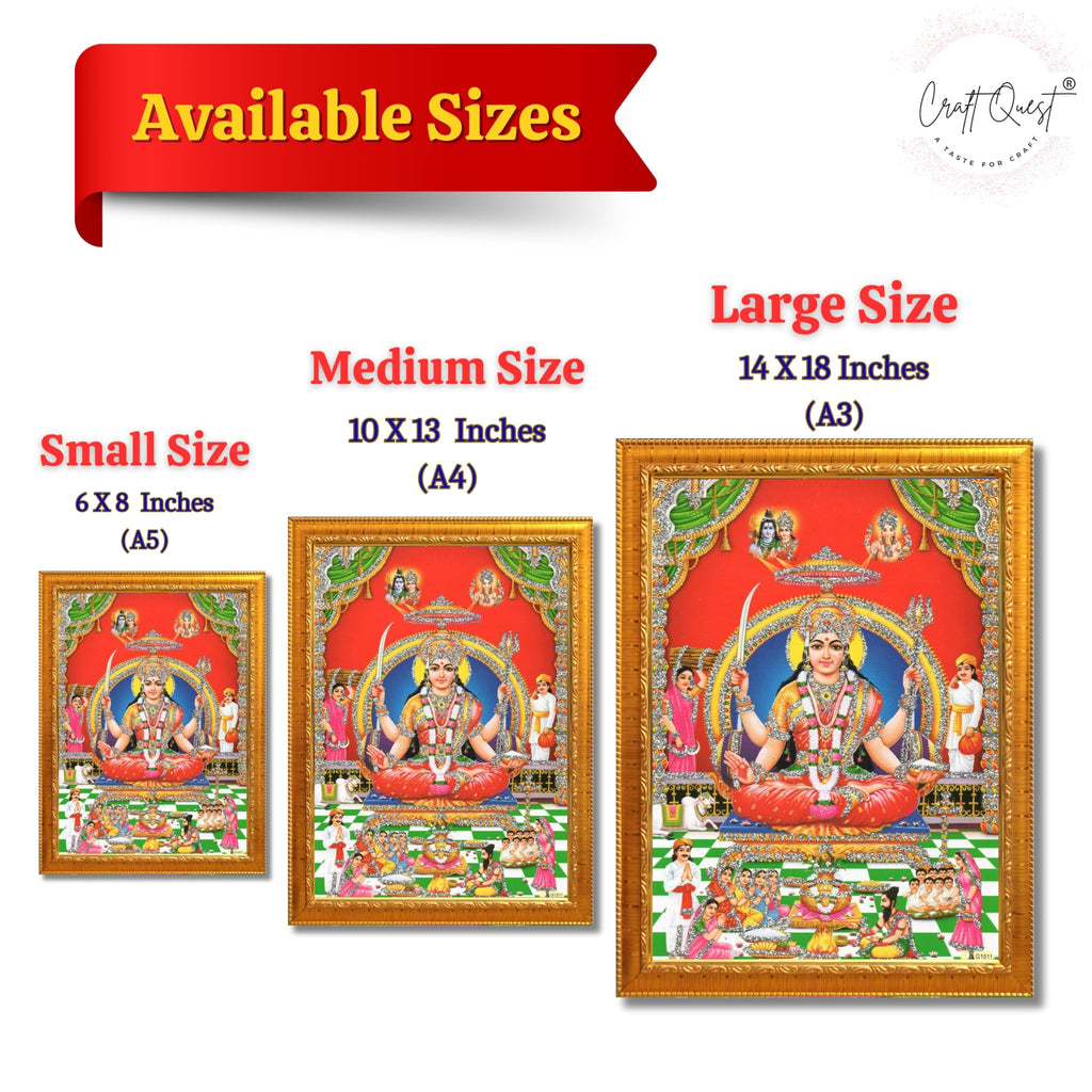 CRAFT QUEST Maa Santoshi Wooden Photo Frame With Acrylic Sheet For Worship/Pooja